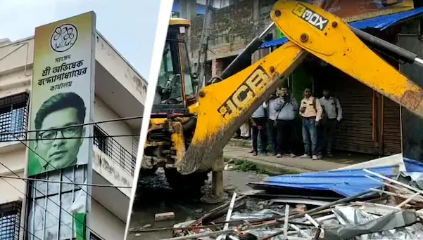 अभिषेक बनर्जी के कथित 'अवैध' दफ्तर पर चला बुलडोजर, 3 JCB से ढहाई जा रही पांच मंजिला इमारत