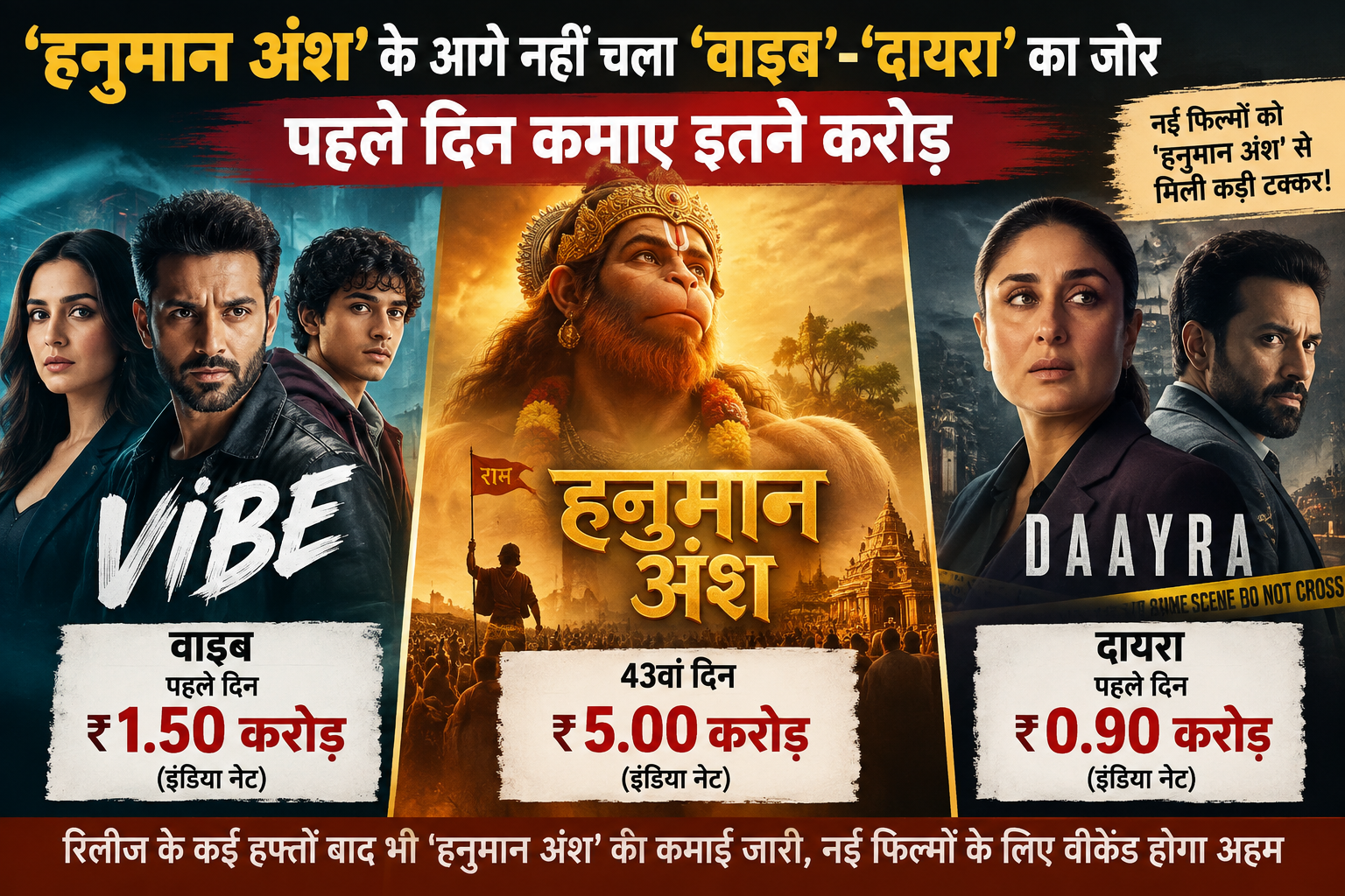 'हनुमान अंश' के आगे नहीं चला 'वाइब'-'दायरा' का जोर, पहले दिन कमाए इतने करोड़